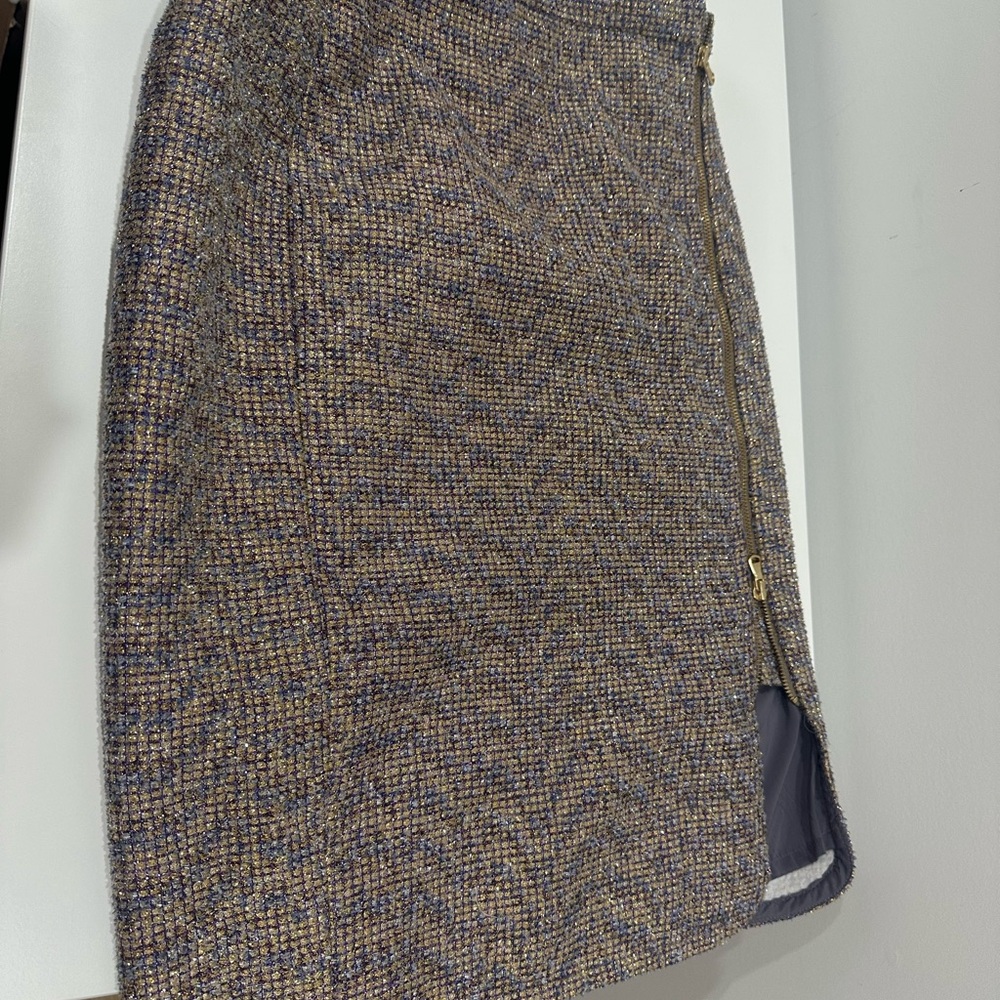 J. Crew Gold and Purple Tweed Skirt